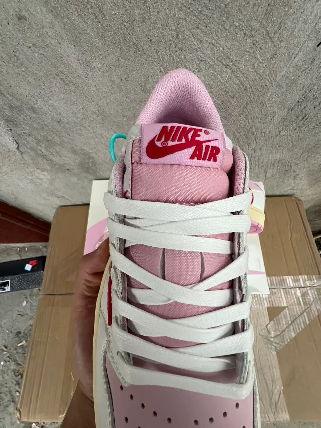 Nike Pink Red Low-Top Leather-Paneled Lifestyle Sneakers 4