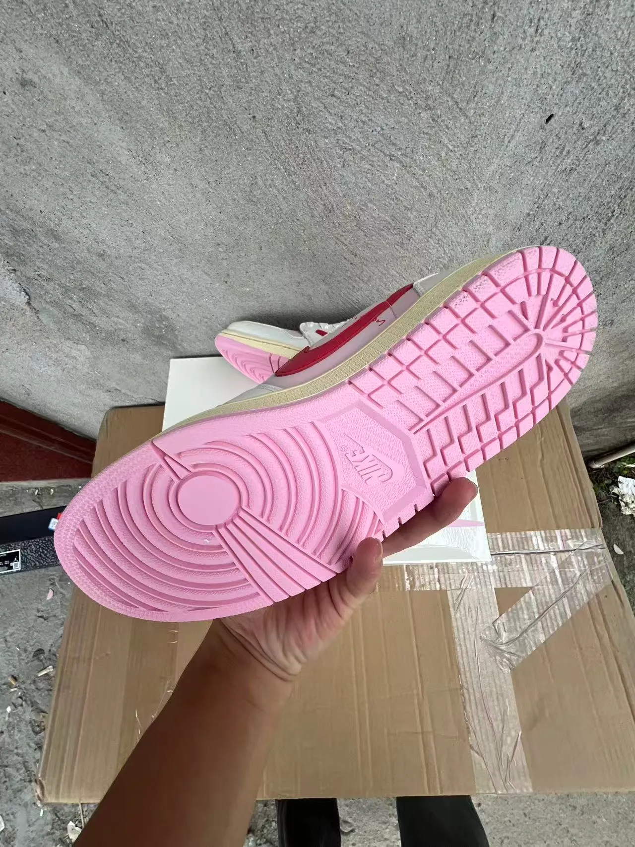 Nike Pink Red Low-Top Leather-Paneled Lifestyle Sneakers 6