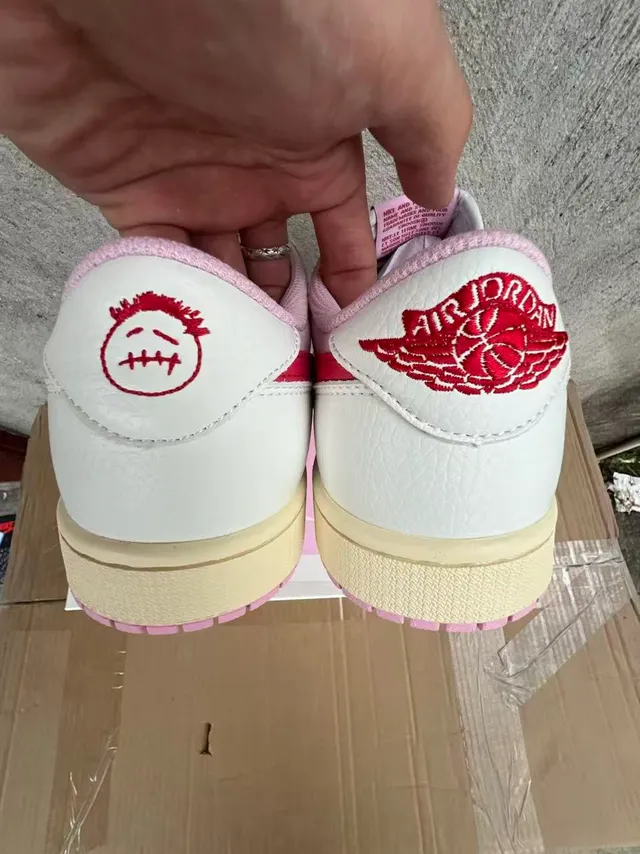 Nike Pink Red Low-Top Leather-Paneled Lifestyle Sneakers 9