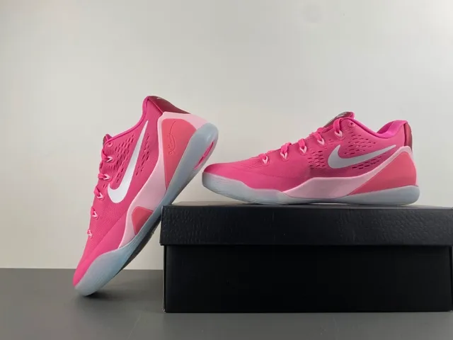 Nike Pink White Engineered Mesh Upper Perforated Ventilation Basketball Shoes 14
