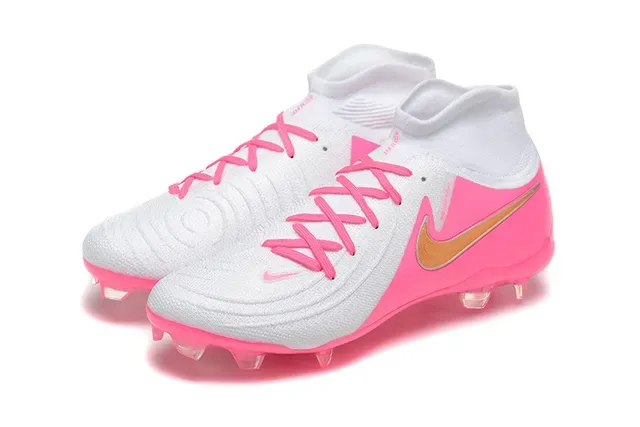 Nike Sapatos de Futebol Rosa Branco Alto Corte Colar de Meia Translucido TPU Cage Sola Firm-Ground 8