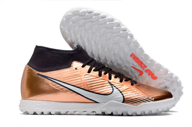 Nike Rose Jaune High-Cut Flyknit Collar Blocage de Couleur Néon Chaussures de Football Turf 6