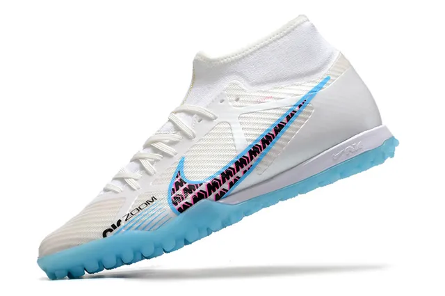 Nike Rose Jaune High-Cut Flyknit Collar Blocage de Couleur Néon Chaussures de Football Turf 17