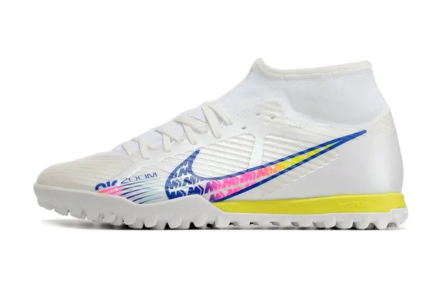 Nike Rose Jaune High-Cut Flyknit Collar Blocage de Couleur Néon Chaussures de Football Turf 24