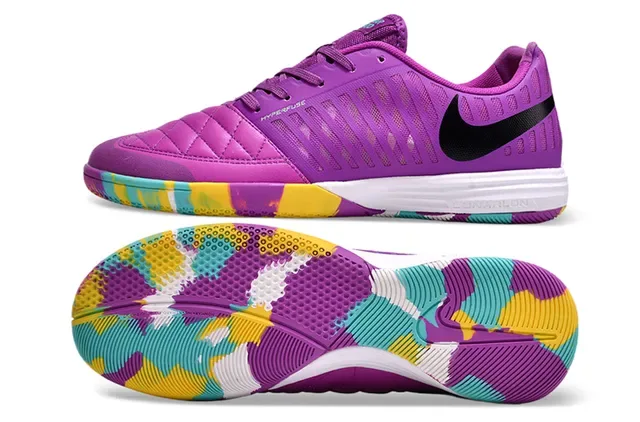 Nike Purple Multicolor Quilted Toe Cap Perforated Mesh Upper Indoor Soccer Shoes 5