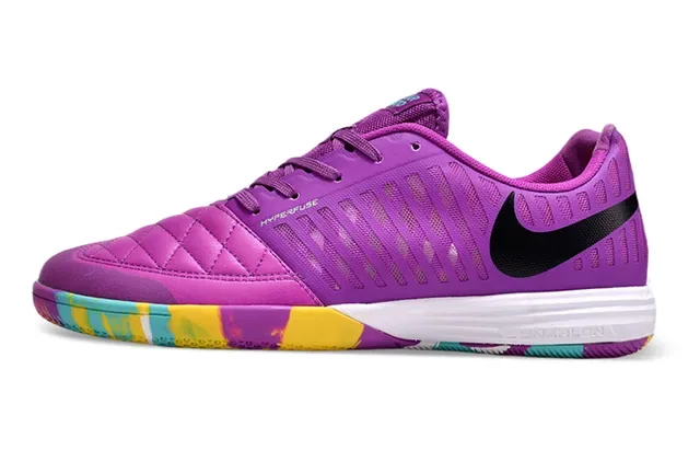 Nike Purple Multicolor Quilted Toe Cap Perforated Mesh Upper Indoor Soccer Shoes 6