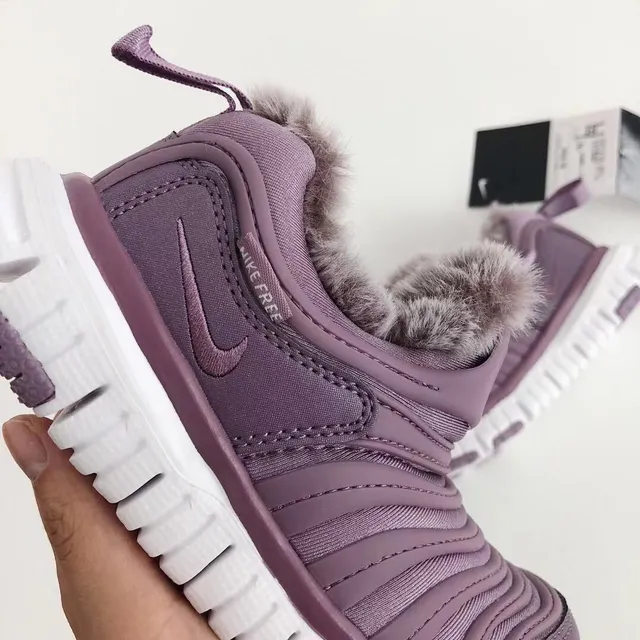 Nike Purple White Slip-On Ribbed Upper Lifestyle Sneakers 24
