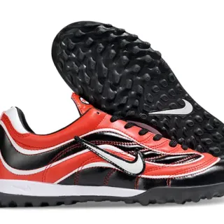 Nike Red Black Low-Top Synthetic Leather Upper Turf Soccer Shoes