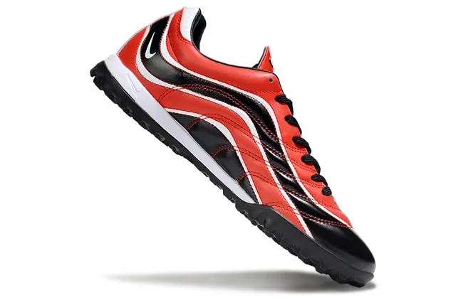 Nike Rojo Negro Low-Top Cuero Sintético Superior Césped Fútbol Zapatos 2