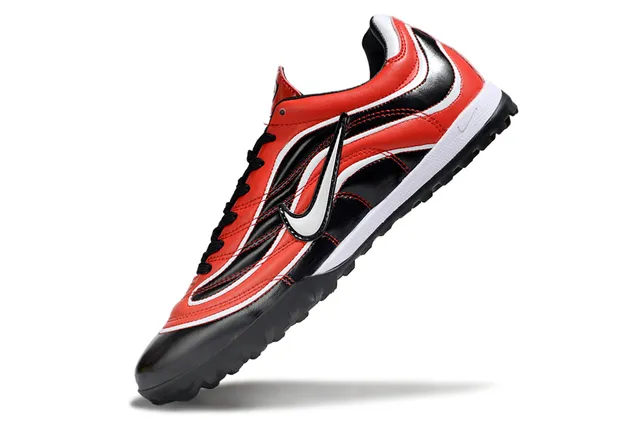 Nike Rojo Negro Low-Top Cuero Sintético Superior Césped Fútbol Zapatos 3