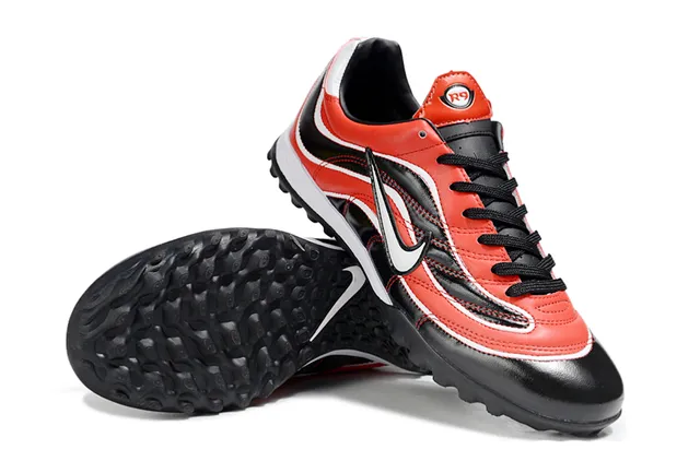 Nike Rojo Negro Low-Top Cuero Sintético Superior Césped Fútbol Zapatos 4