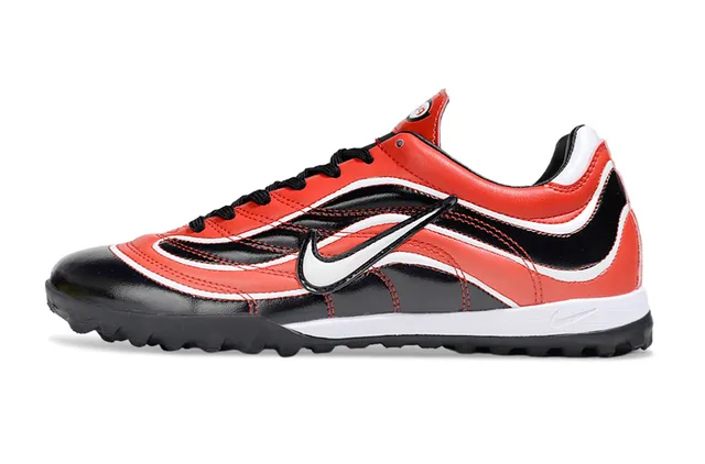 Nike Rojo Negro Low-Top Cuero Sintético Superior Césped Fútbol Zapatos 7