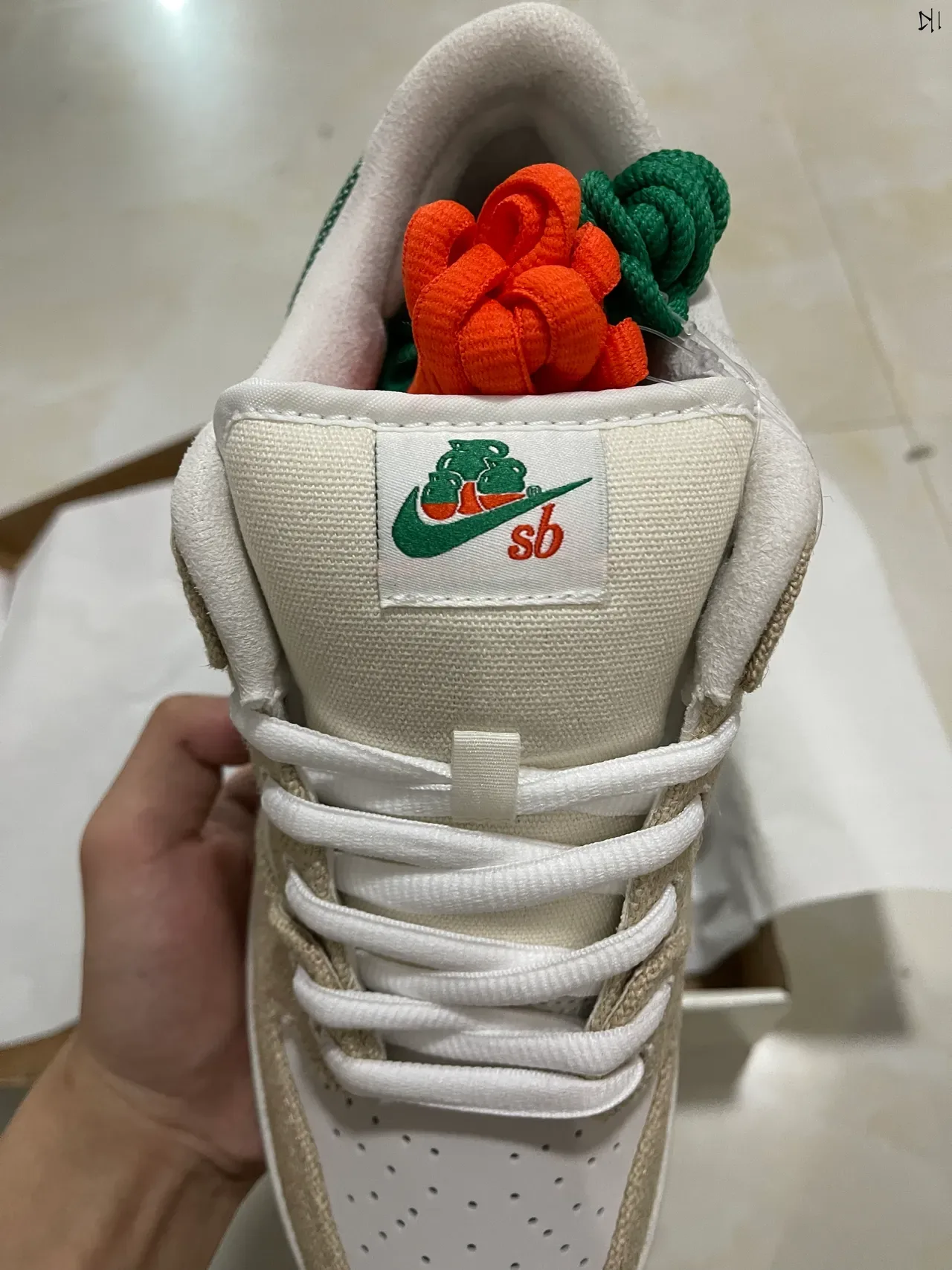 Nike SB Dunk Low Beige Green Orange Skateboard Shoes 4