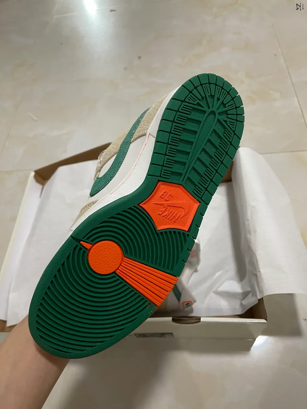 Nike SB Dunk Low Beige Green Orange Skateboard Shoes 6