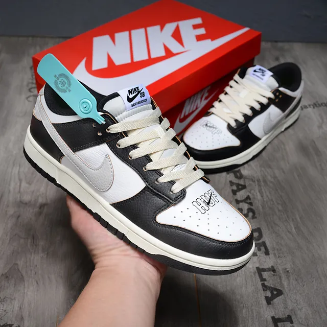 Nike SB Dunk Low Black White Cream Lifestyle Sneakers 2