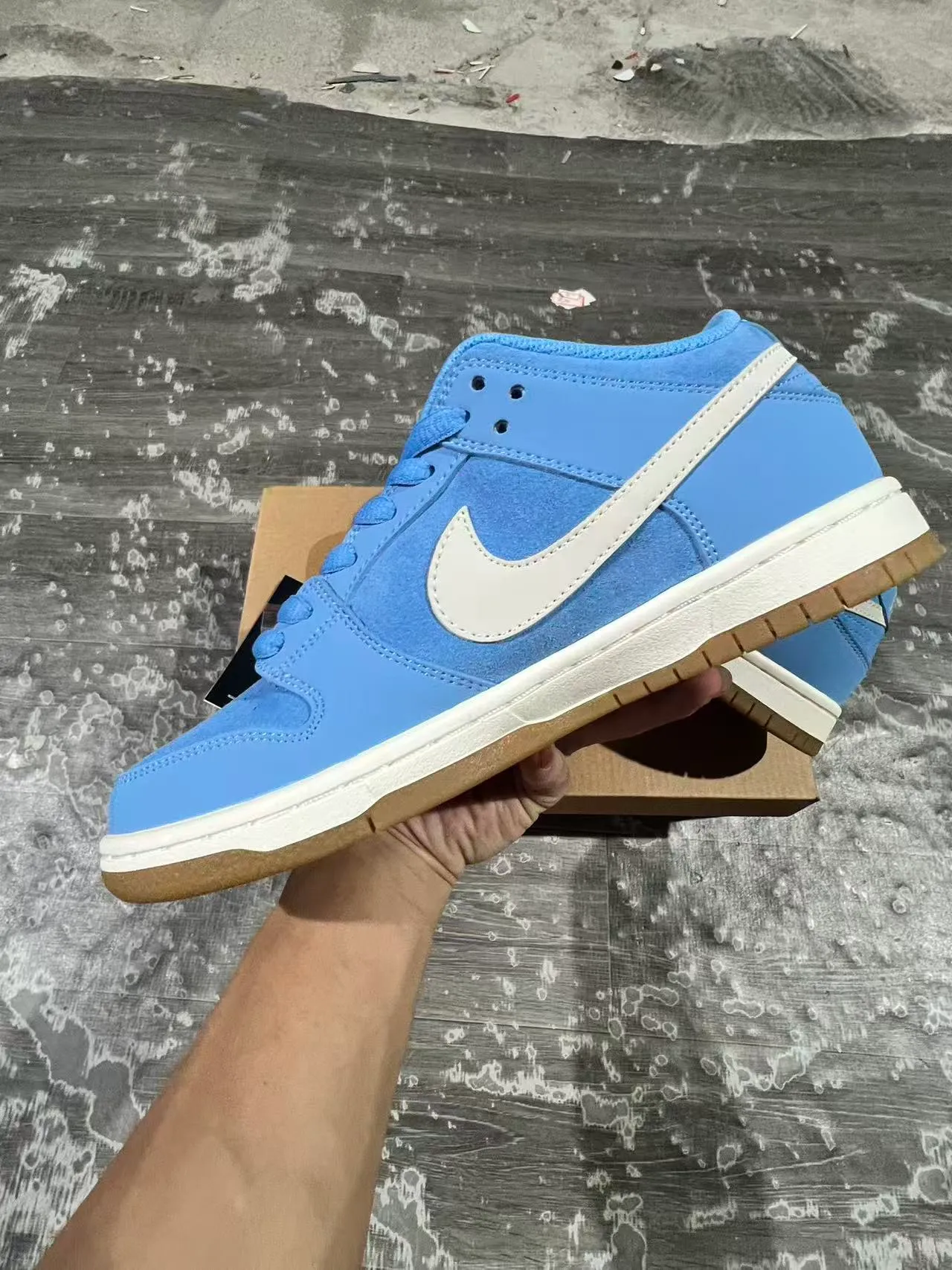 Nike SB Dunk Low Light Blue Suede Skateboard Shoes 5