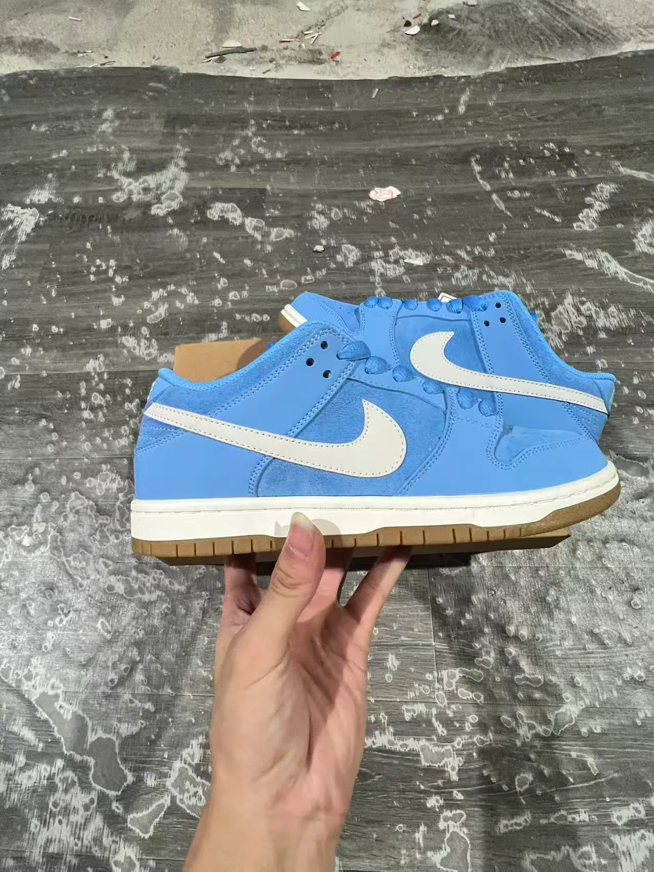 Nike SB Dunk Low Light Blue Suede Skateboard Shoes 7