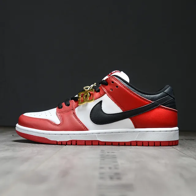 Nike SB Dunk Low Red White Black Skateboard Shoes 7