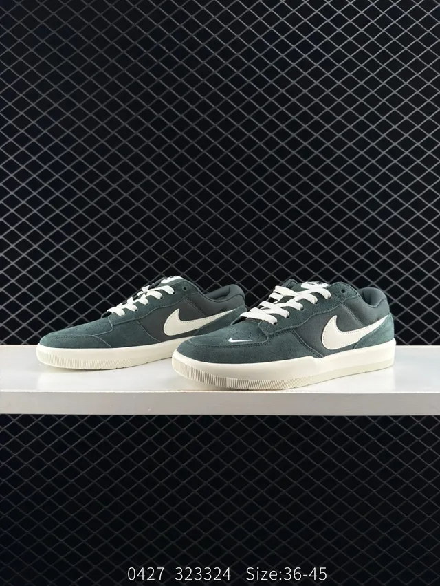 Nike SB Force 58 Tênis de Skateboard verde escuro e off-white 4