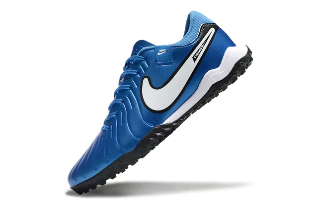 Nike Tiempo Bleu Noir Partie Supérieure Synthétique Moldée Texture Ribelée Horizontale Chaussures de Football Turf 3