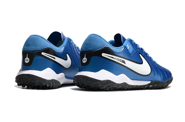 Nike Tiempo Bleu Noir Partie Supérieure Synthétique Moldée Texture Ribelée Horizontale Chaussures de Football Turf 5