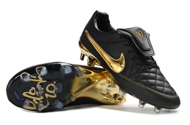 Nike Tiempo Legend Black and Gold Firm-Ground Soccer Shoes 4