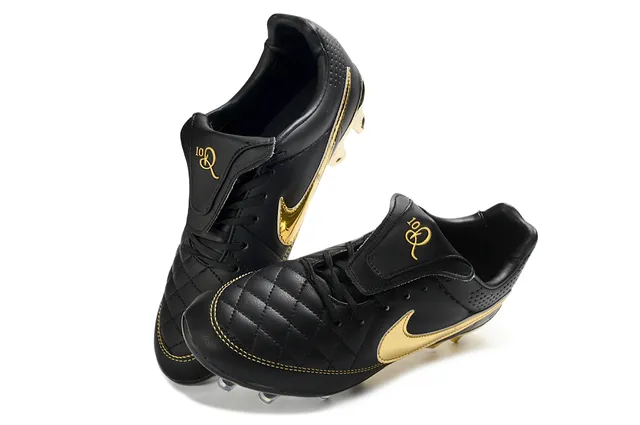 Nike Tiempo Legend Black and Gold Firm-Ground Soccer Shoes 7