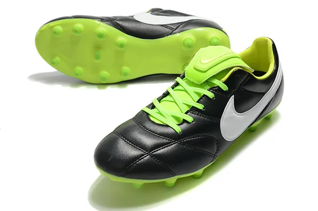 Nike Tiempo Chaussures de football Orange Noir Low-Cut Cuir matelassé Haut Terrain Ferme 10