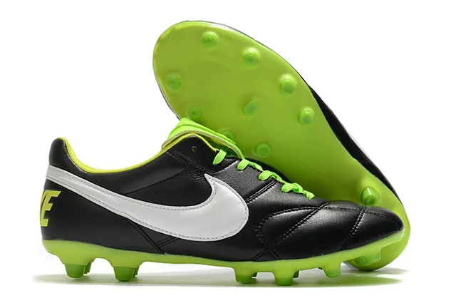 Nike Tiempo Chaussures de football Orange Noir Low-Cut Cuir matelassé Haut Terrain Ferme 12