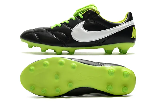 Nike Tiempo Chaussures de football Orange Noir Low-Cut Cuir matelassé Haut Terrain Ferme 13