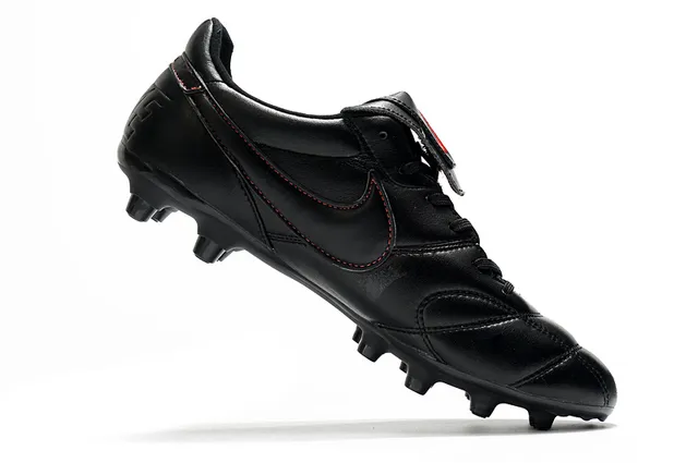 Nike Tiempo Chaussures de football Orange Noir Low-Cut Cuir matelassé Haut Terrain Ferme 22