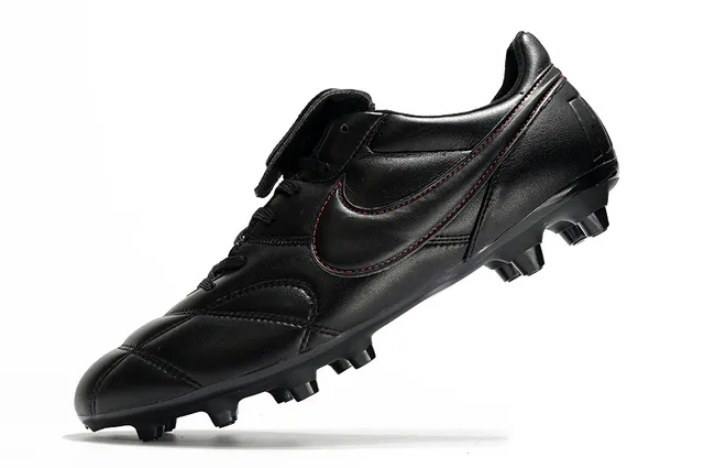 Nike Tiempo Chaussures de football Orange Noir Low-Cut Cuir matelassé Haut Terrain Ferme 23