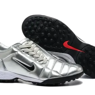 Nike Total 90 III Plata Negro Rojo Zapatos de Fútbol Turf