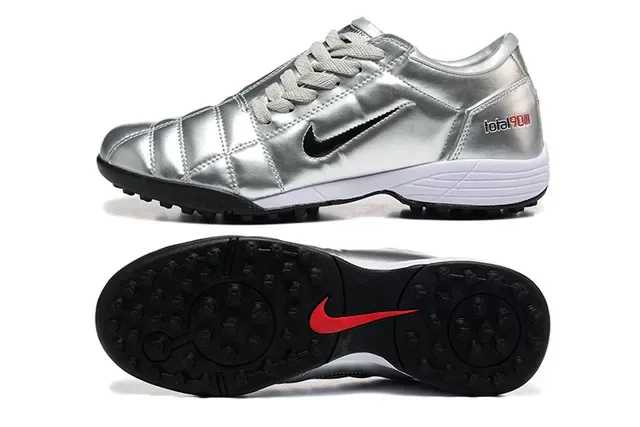 Nike Total 90 III Argent Noir Rouge Chaussures de Football Turf 9