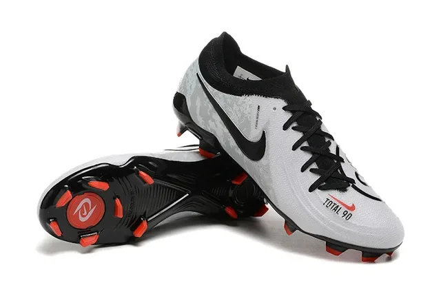 Nike Total 90 Blanc Noir Low-Cut Upper Synthétique Swoosh Overlay Firm-Ground Chaussures de Football 6