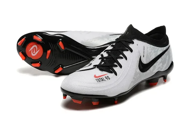 Nike Total 90 Blanc Noir Low-Cut Upper Synthétique Swoosh Overlay Firm-Ground Chaussures de Football 7