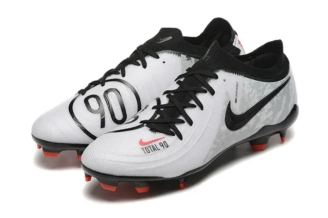 Nike Total 90 Blanc Noir Low-Cut Upper Synthétique Swoosh Overlay Firm-Ground Chaussures de Football 8