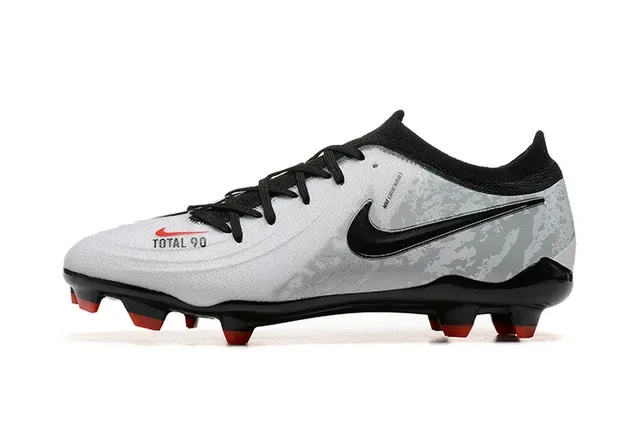 Nike Total 90 Blanc Noir Low-Cut Upper Synthétique Swoosh Overlay Firm-Ground Chaussures de Football 10