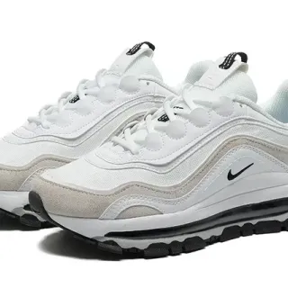 Nike White Beige Layered Synthetic And Mesh Upper Visible Heel Air Unit Lifestyle Sneakers