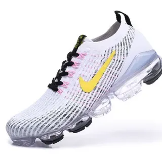 Nike White Black Engineered Knit Upper Full-Length Visible Air Sole Lifestyle Sneakers