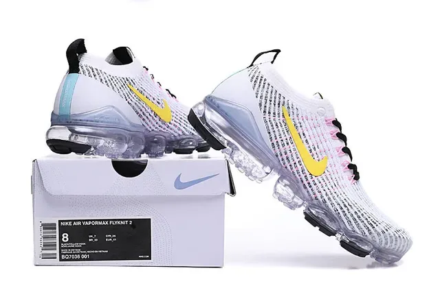 Nike White Black Engineered Knit Upper Full-Length Visible Air Sole Lifestyle Sneakers 2