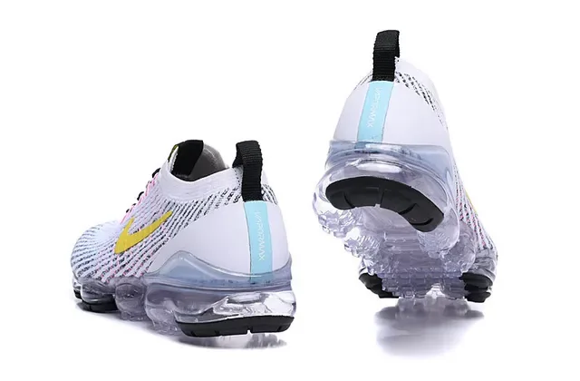 Nike White Black Engineered Knit Upper Full-Length Visible Air Sole Lifestyle Sneakers 3