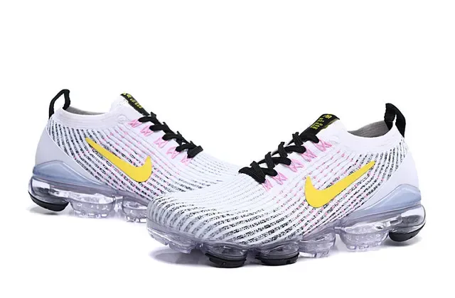 Nike White Black Engineered Knit Upper Full-Length Visible Air Sole Lifestyle Sneakers 5