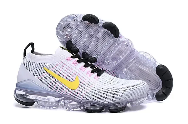Nike White Black Engineered Knit Upper Full-Length Visible Air Sole Lifestyle Sneakers 6
