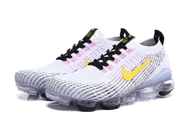 Nike White Black Engineered Knit Upper Full-Length Visible Air Sole Lifestyle Sneakers 7