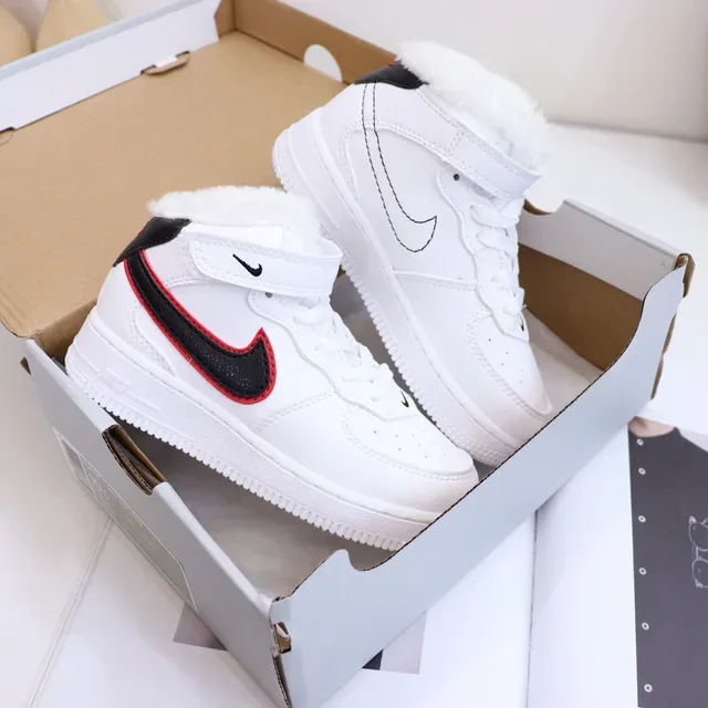 Nike White Black High-Top Padded Collar Lifestyle Sneakers 3