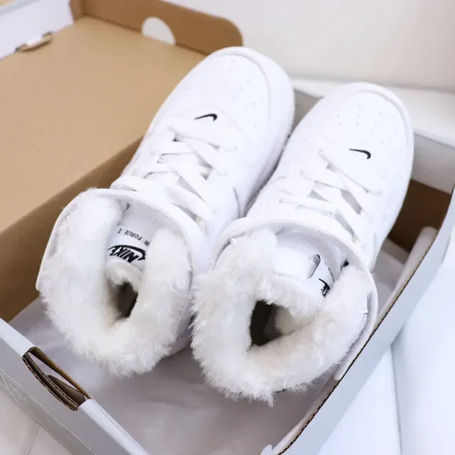 Nike White Black High-Top Padded Collar Lifestyle Sneakers 4