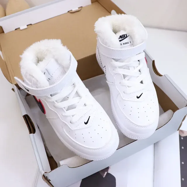Nike White Black High-Top Padded Collar Lifestyle Sneakers 5