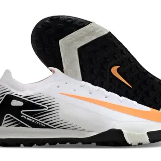 Nike White Black Low-Cut Knit Upper Turf Soccer Shoes