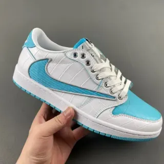 Nike White Blue Crocodile-Embossed Synthetic Upper Contrasting Cyan Swoosh Lifestyle Sneakers